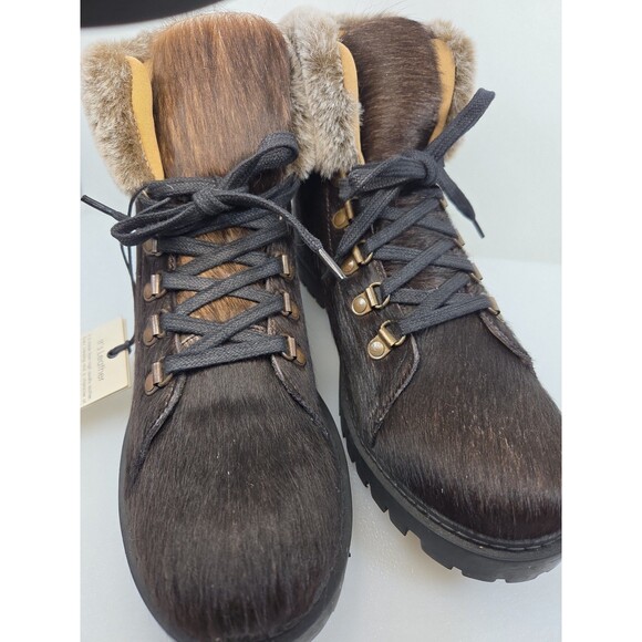 Myra NEW With Tags Turbulent Black Cowhide Fur On Leather Rugged Boots Women 10 - Picture 12 of 12